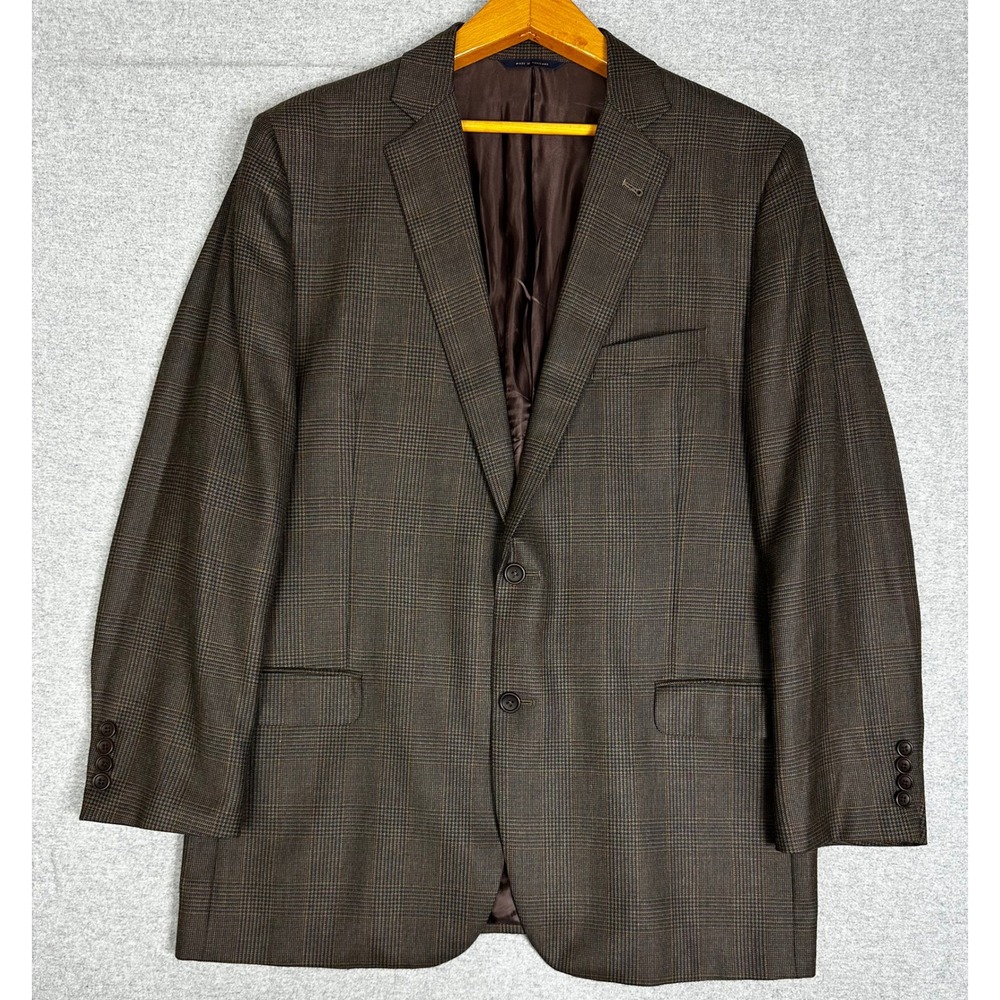 Brooks Brothers 1818 Fitzgerald Blazer Mens 46L Brown Wool Glen Plaid Sport Coat